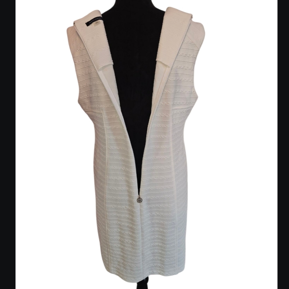 Tommy Hilfiger Ivory Jacquard Knit Midi Dress - Size 14 - Picture 8 of 11